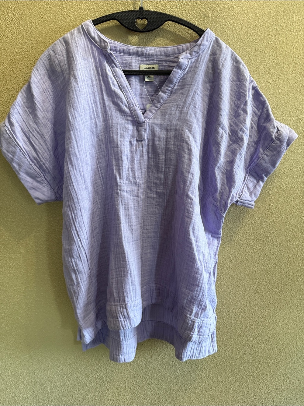 L.L.Bean Lilac Cloud Gauze V-Neck Pullover